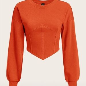 Orange Cropped Sweatshirt